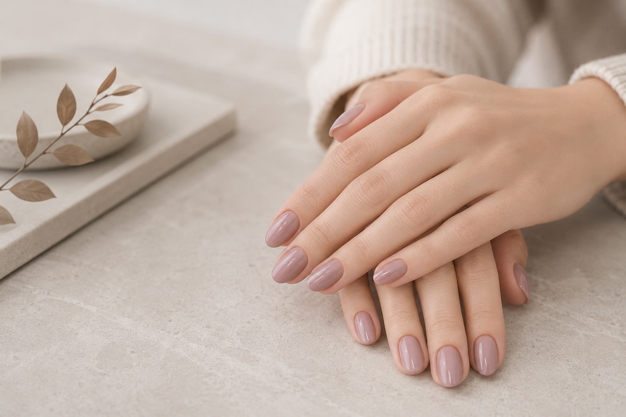 A client's finished hands resting, editorial
