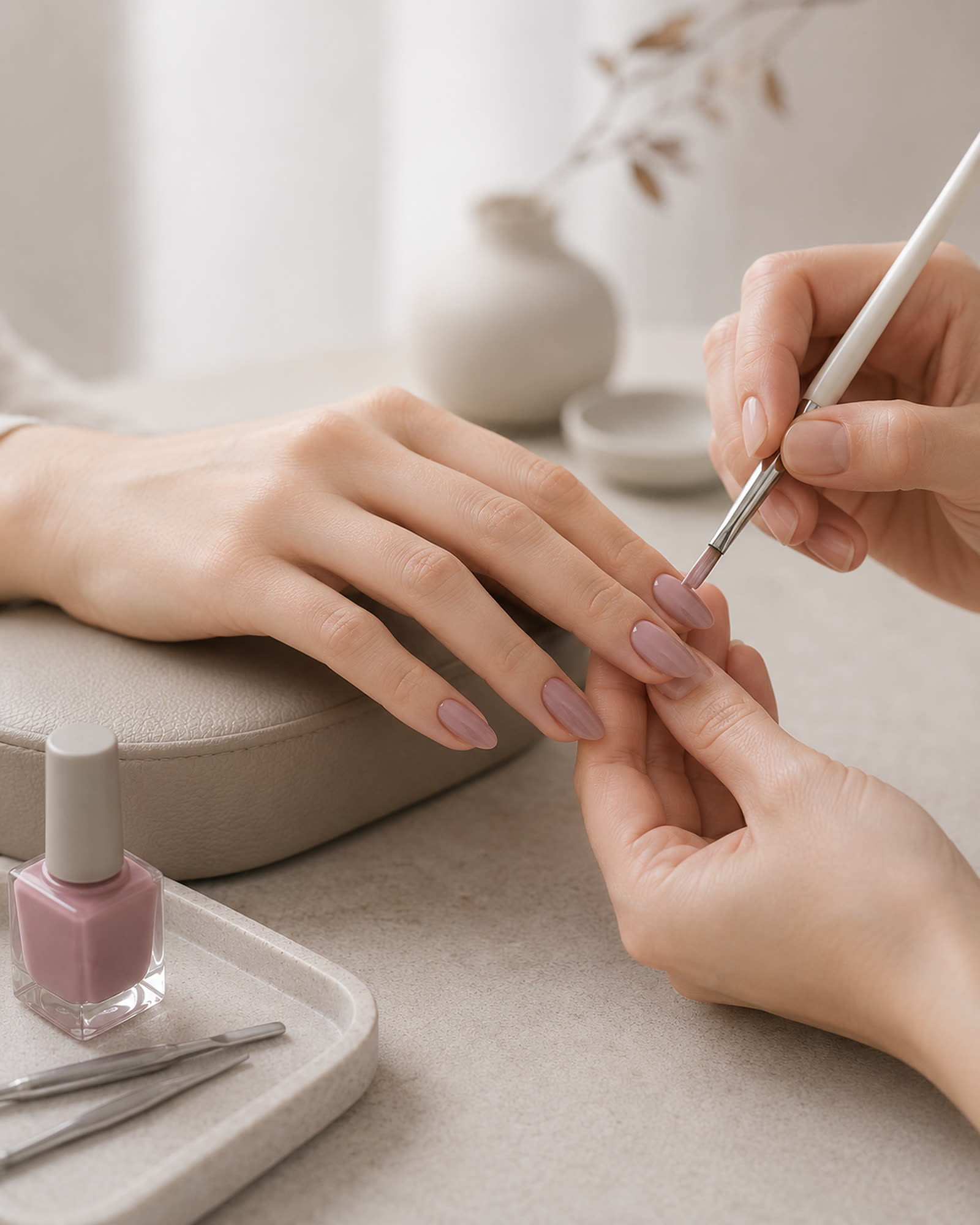 A calm manicure in progress at A&V Nails Spa