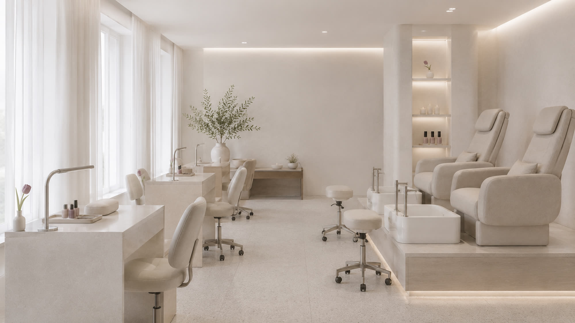 The A&V Nails Spa interior: minimal, light, and uncluttered